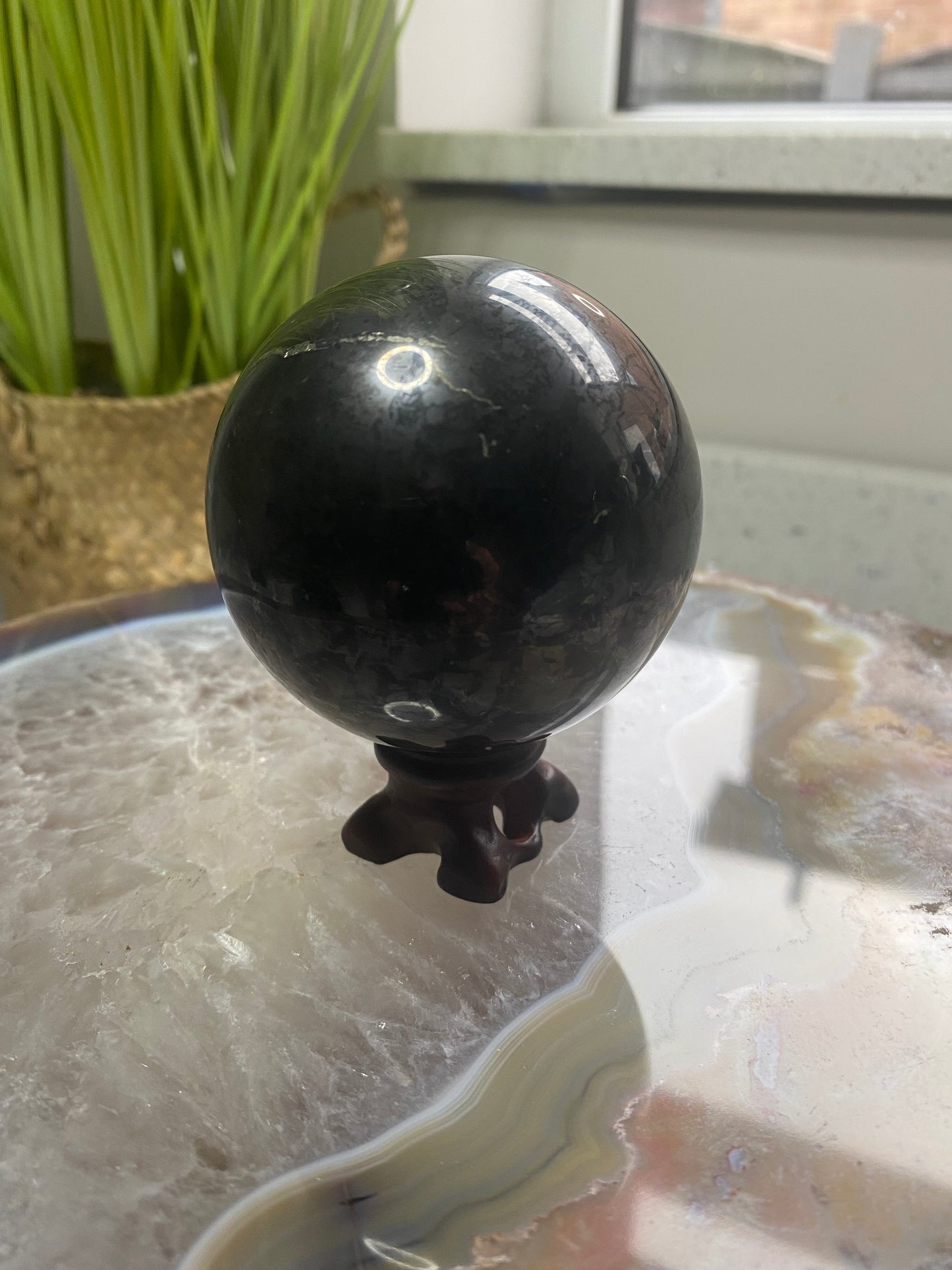 Shungite with pyrite sphere
