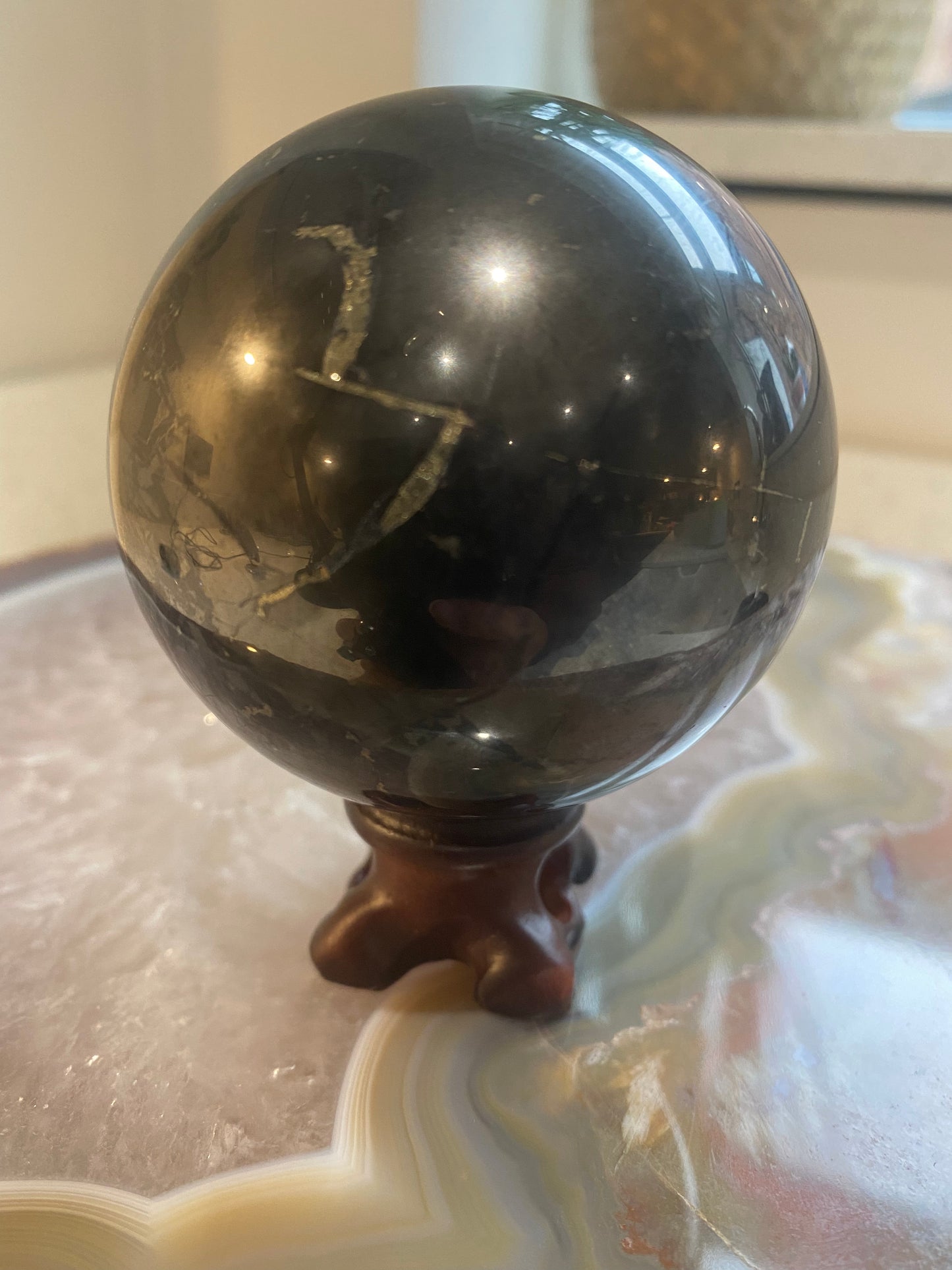 Shungite with pyrite sphere