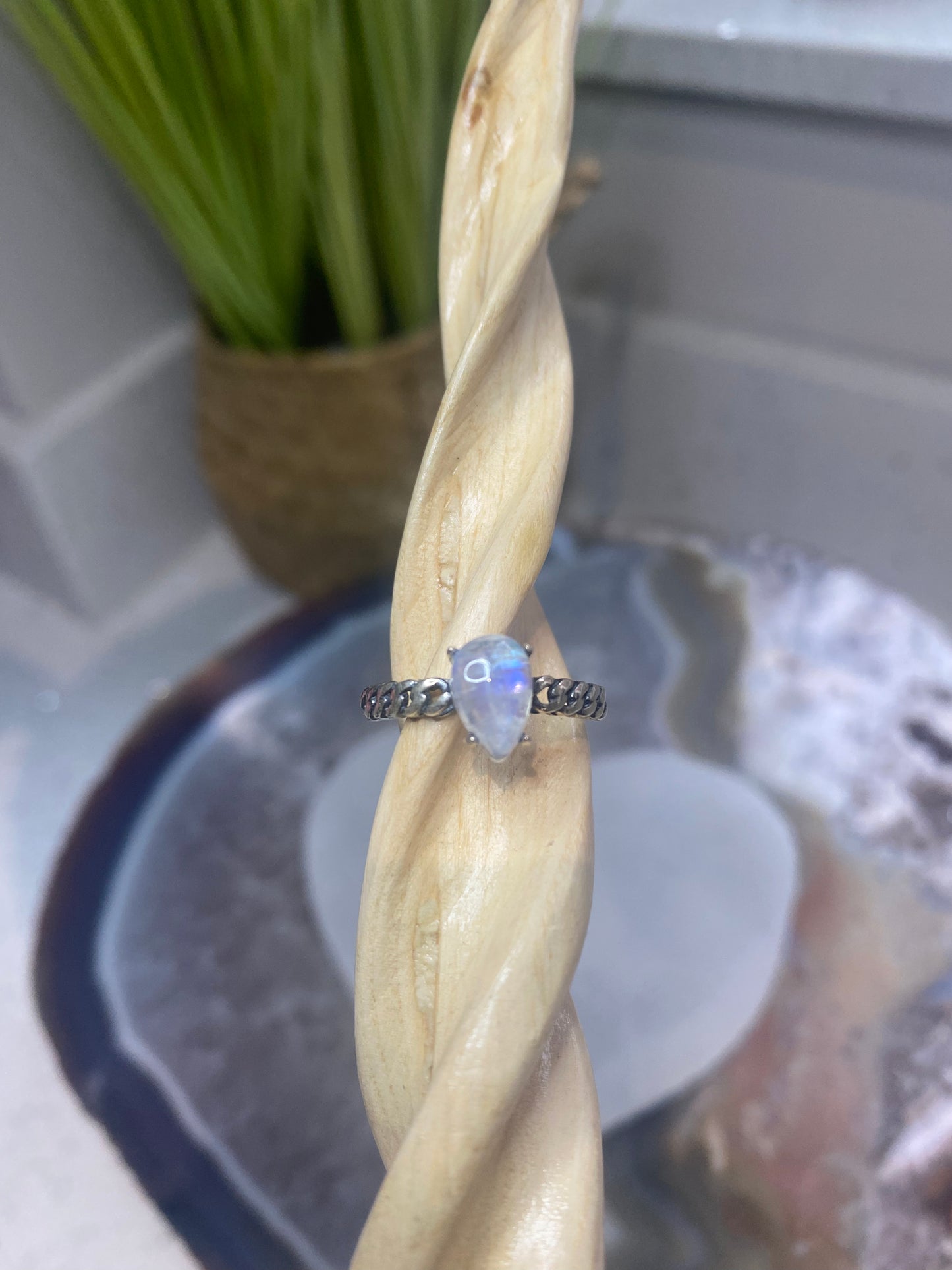 Sterling silver 925 rainbow moonstone ring