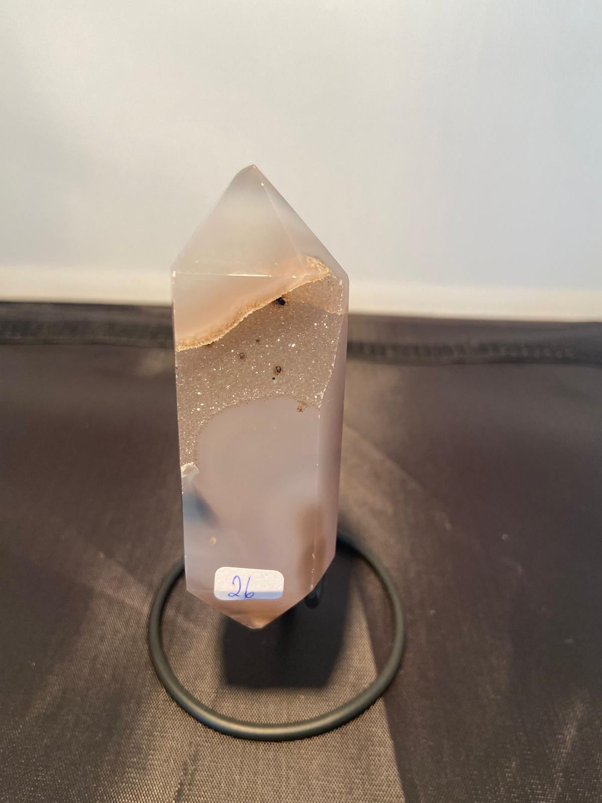Druzy Agate Double Terminated Points on stand