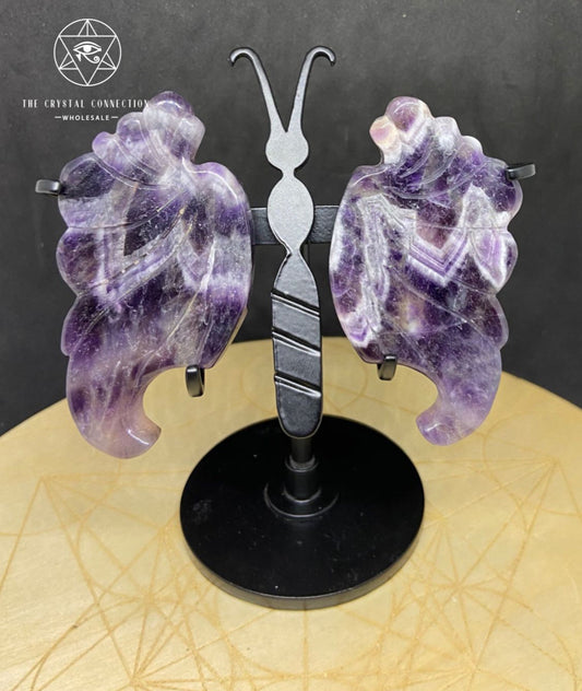 Chevron amethyst wings with stand