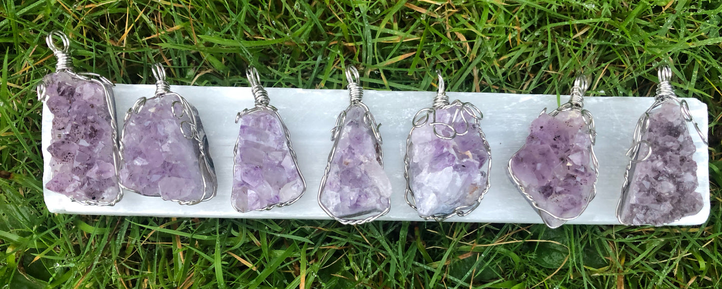 Wire wrapped amethyst cluster