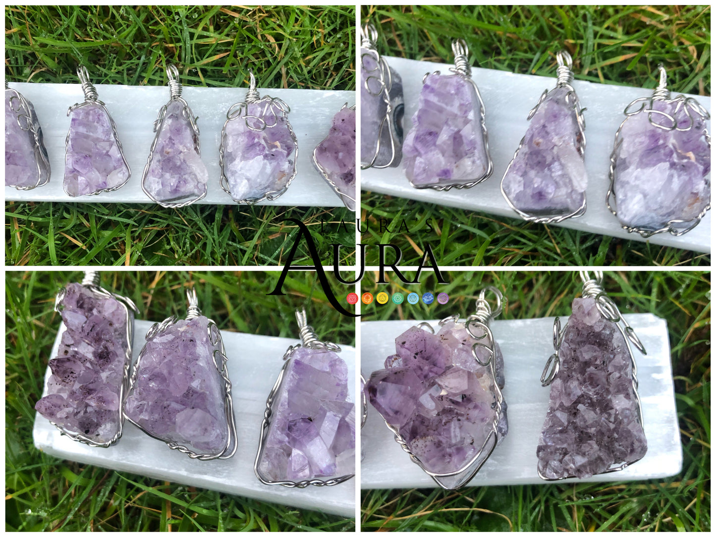 Wire wrapped amethyst cluster